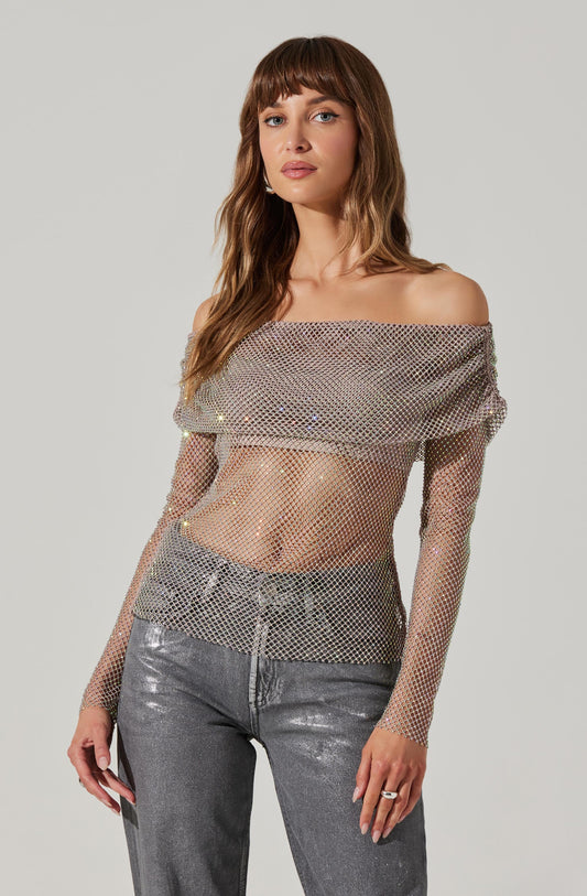 Diamante Mesh Top